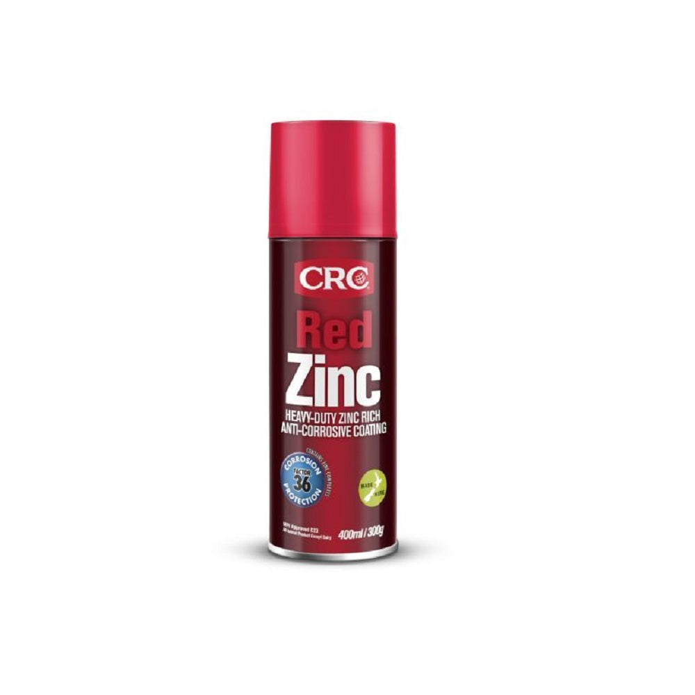 CRC Red Zinc 400ml-2100. Front view of red and black spray can with red CRC logo and red cap.