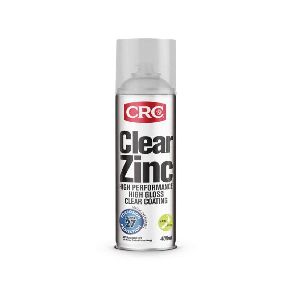 CRC Clear Zinc 400ml-2102. Front view of grey spray can with red CRC logo and clear cap.