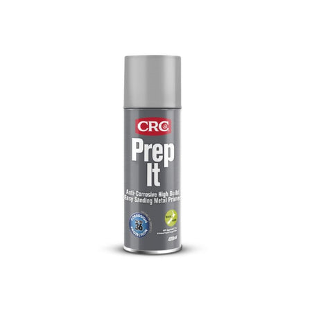 CRC Prep It 400ml-2114. Front view of grey spray can with red CRC logo and grey cap.