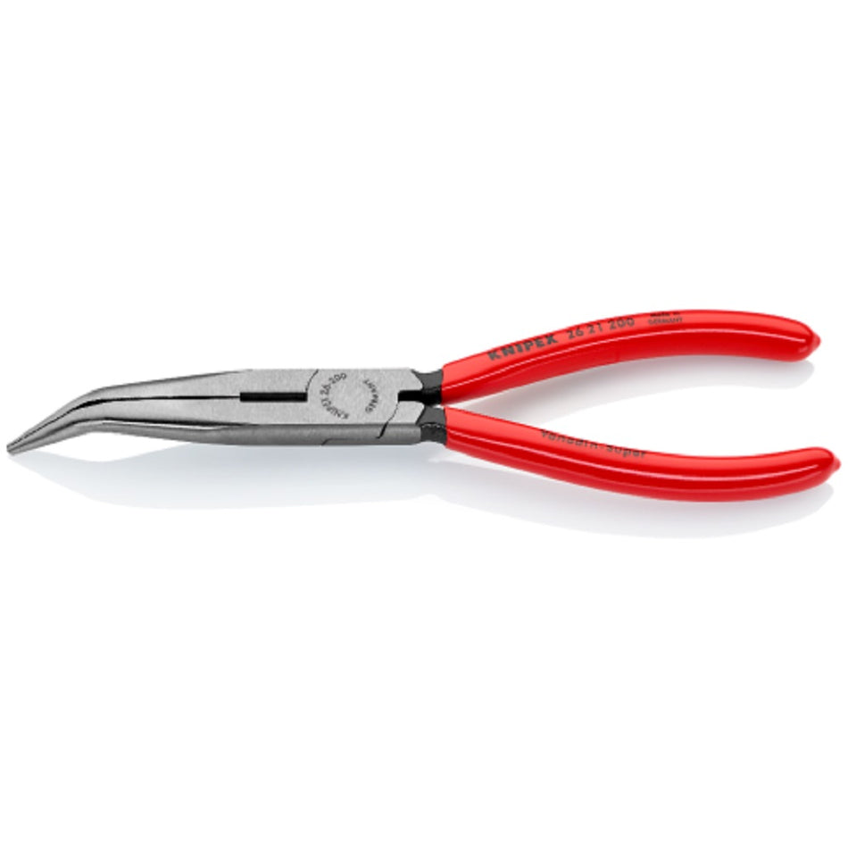 Knipex Snipe Nose Side Cutting Pliers 2621200.  Angled side view showing jaws closed.