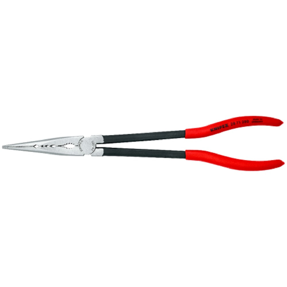 Knipex Long Reach Needle Nose Pliers 2871280. Side view showing jaws closed.