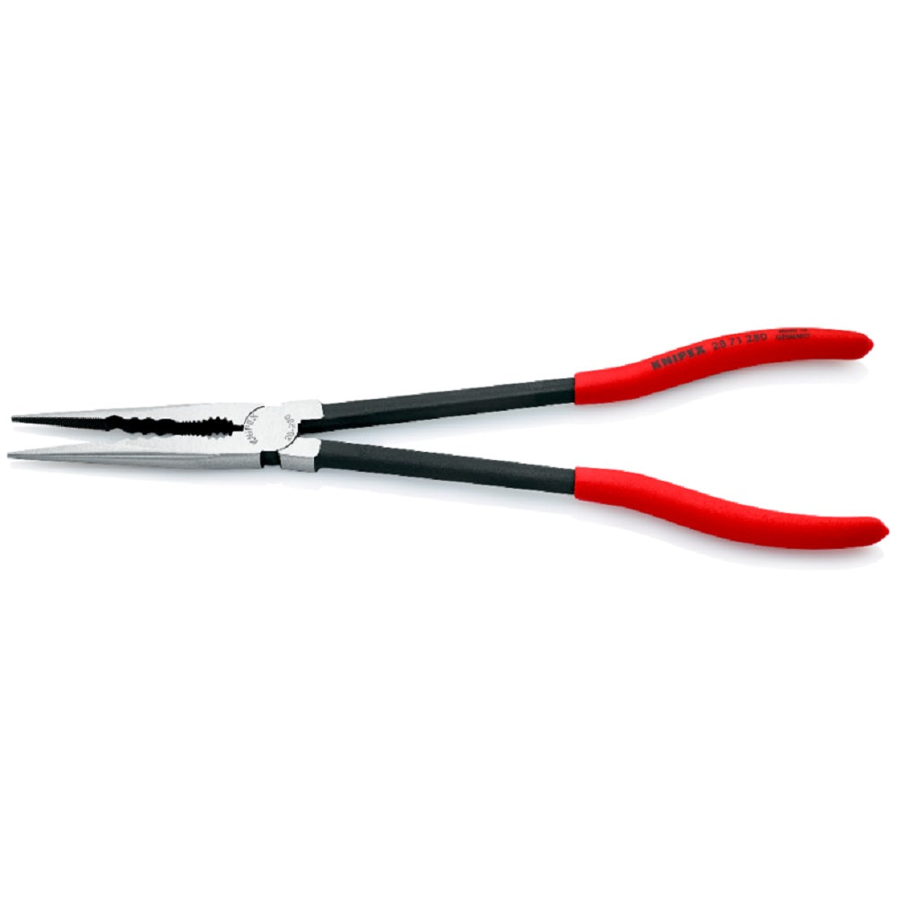 Knipex Long Reach Needle Nose Pliers 2871280. Angled view showing jaws open.
