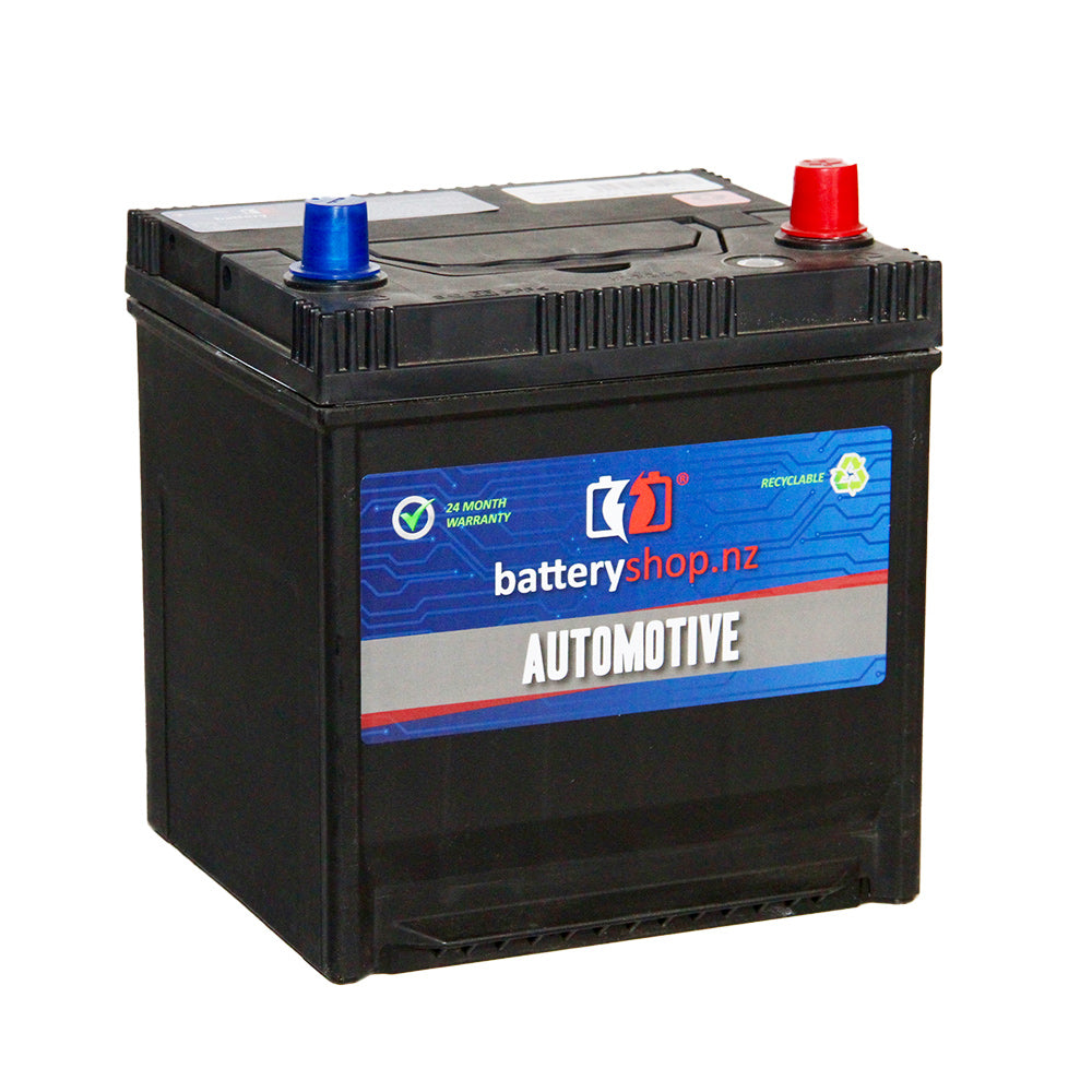 Batteryshop.nz Heavy Duty Automotive Battery CAL 12V 450CCA - 50D20LU.  Angled view showing label and terminals.