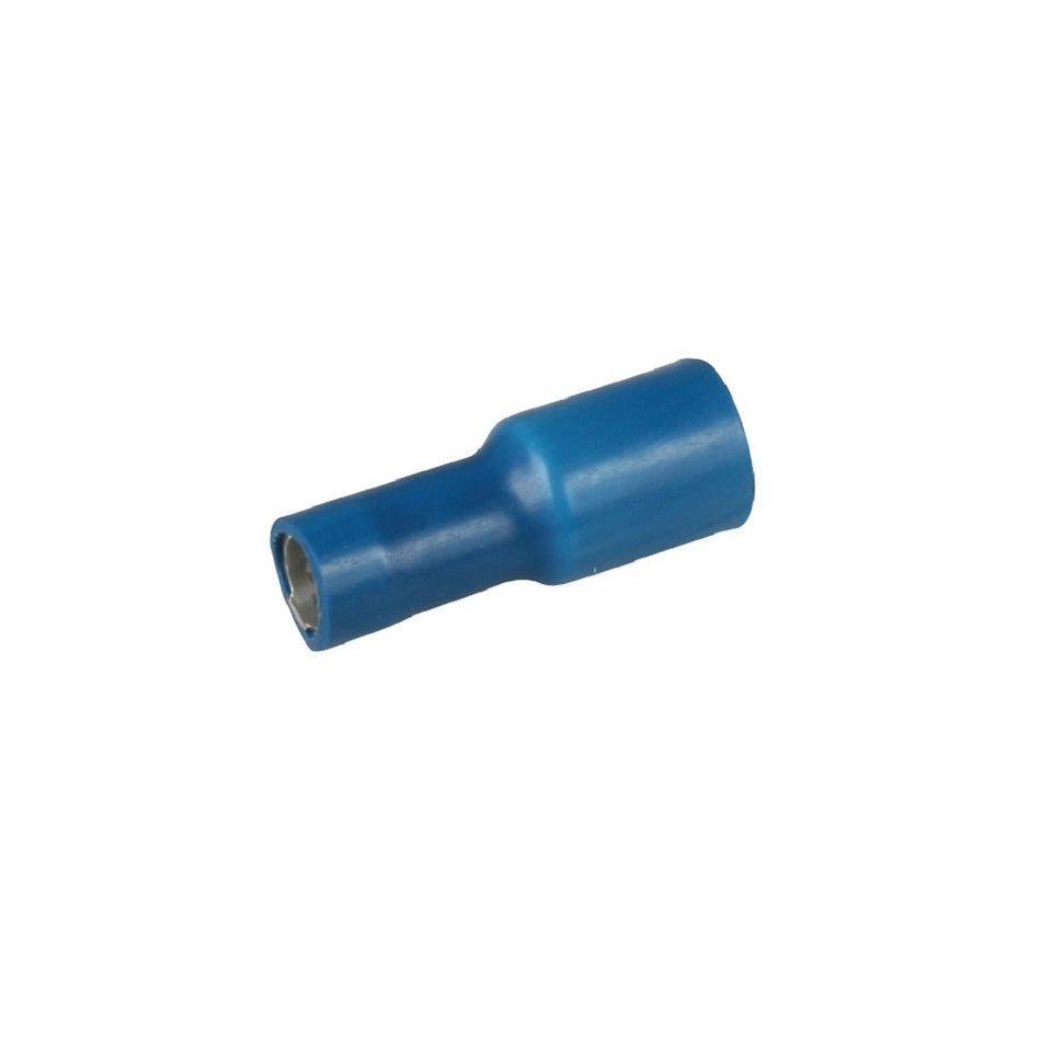 Hella Terminal Pack - Bullet Female Blue-07-8223. Front view of blue fully insulated bullet terminal.