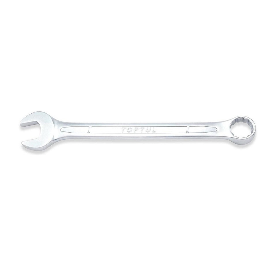 Toptul Combination Wrench - 17mm-AAEB1717. Front view of chrome wrench with open end on one side and 17mm ring on the other