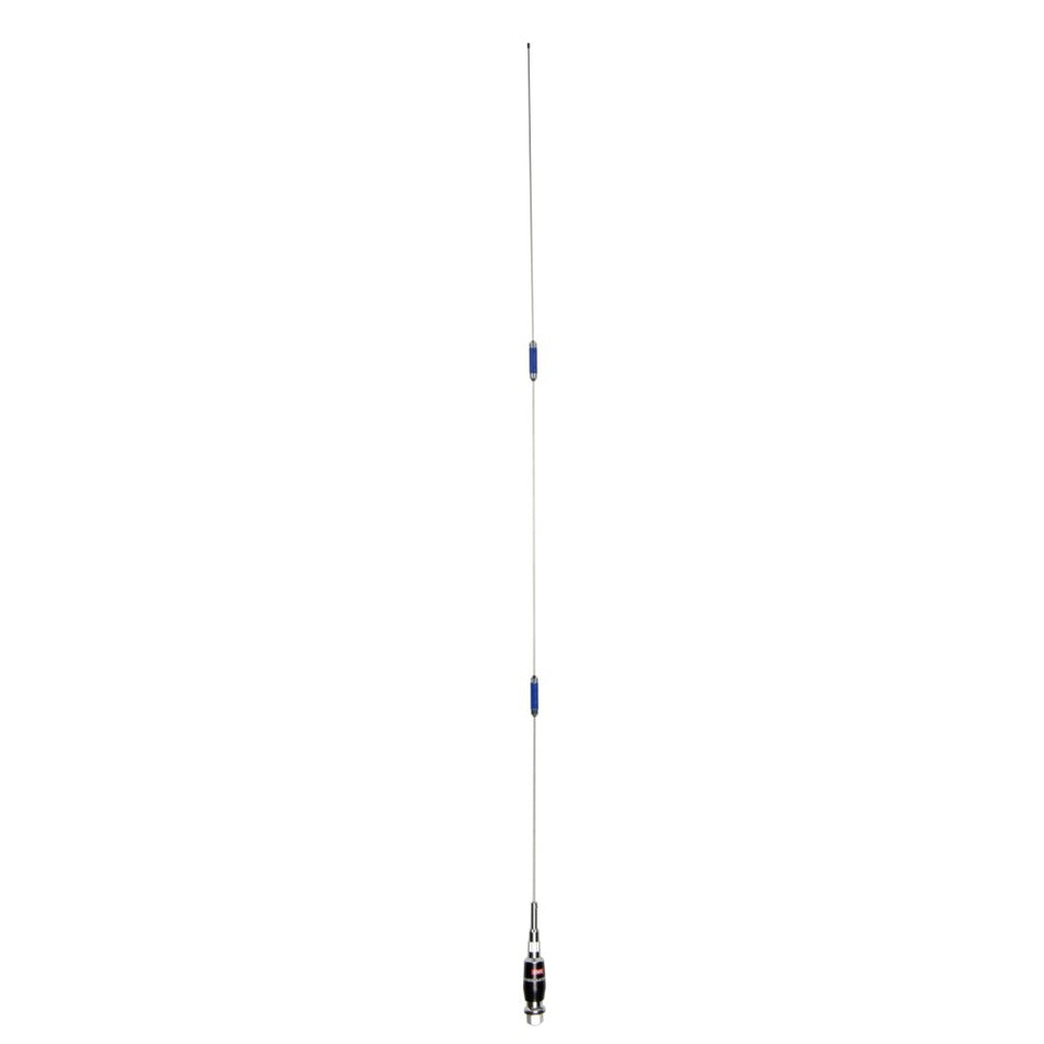 GME Fold down Antenna S/S 830mm x 1230-AE409L.  Side view of stainless steel antenna with black base.