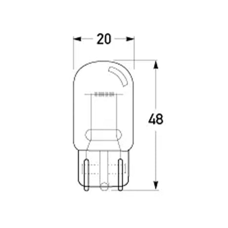 HELLA Wedge Base Bulb 12V 21W dimensions