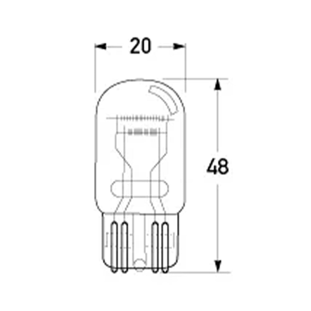 HELLA Wedge Base Bulb 12V 21/5W dimensions