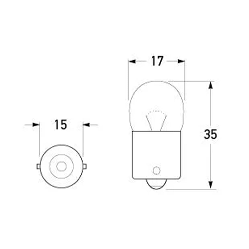 HELLA Bayonet Bulb 12V 5W BA15s dimensions