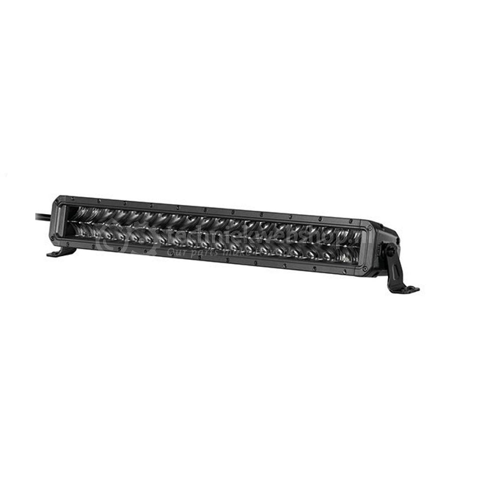 Hella TOUGH 30"Double Row Light Bar-1GJ 358 197-401. Front view of 30" black light bar with black mounts on the sides.