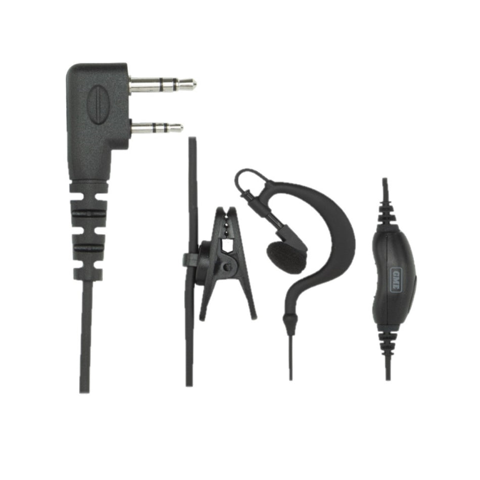 GME Ear Microphone-HS009. Front view of earpiece and foam cover and plug.of 