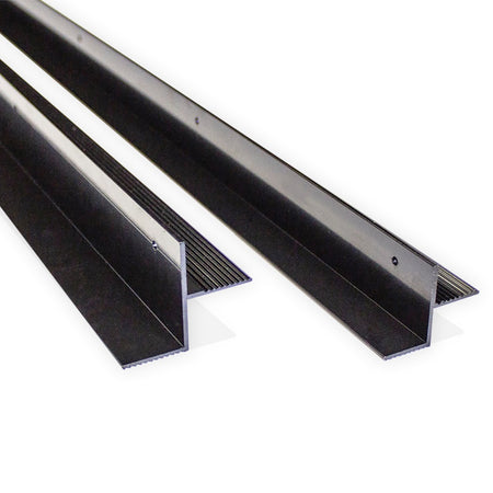 KT Solar Anodised Ezy" Small Mounting Rails-KT70748. Front view of 2 black rails.