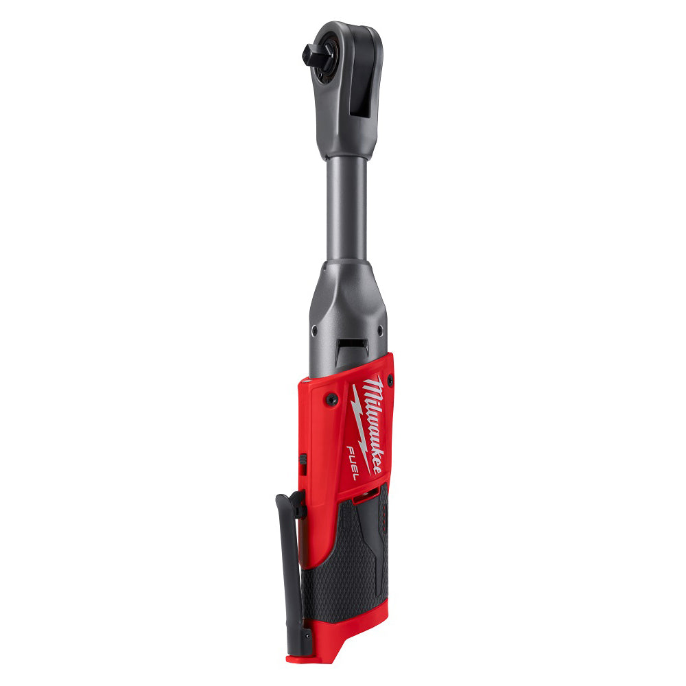 Milwaukee Extended Reach Impact Ratchet 3/8" M12FIRLR-0.  Angled view of impact ratchet. 
