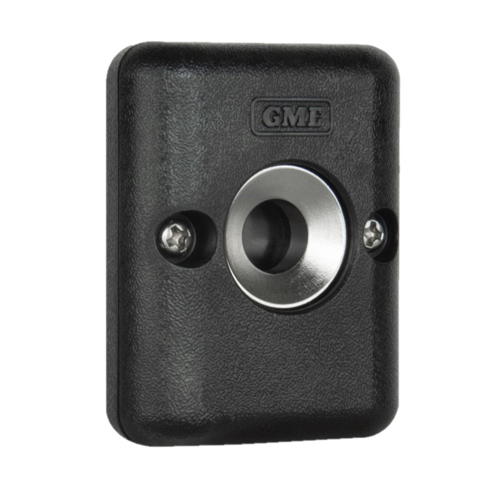 GME Magnetic Microphone Mounting Bracket-MB207.  Front view of black bracket with silver centre.