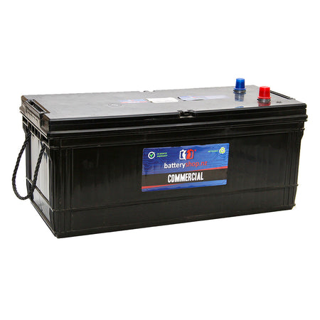 Batteryshop.nz Heavy Duty Commercial Battery CAL 12V 1000CCA.  Angled view showing label and terminals.