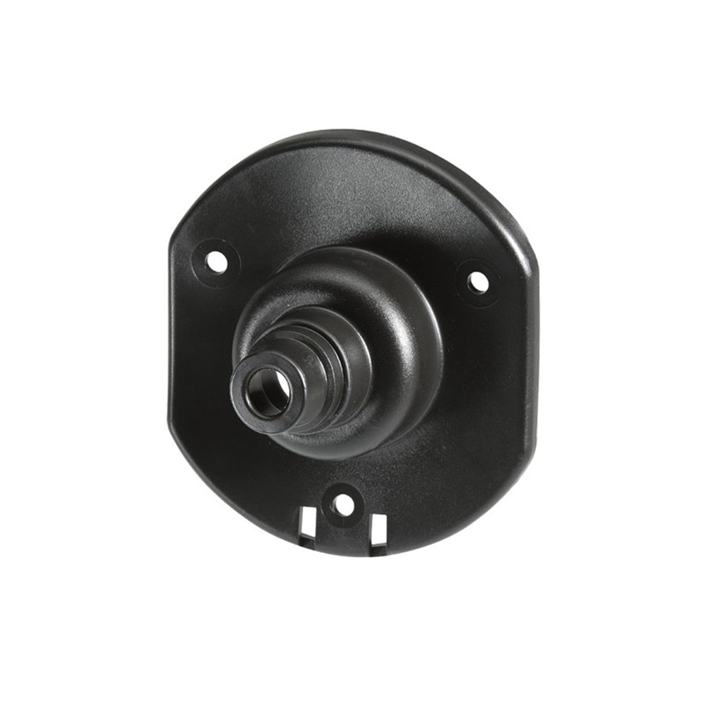 Narva Rubber Trailer Socket Gasket-N82335BL. Front view of black gasket with hole the cable goes through at the front.