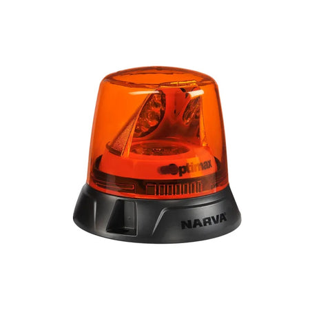 Narva LED Rotating Beacon Flange Base-N85660A. Front view of amber beacon with black base.