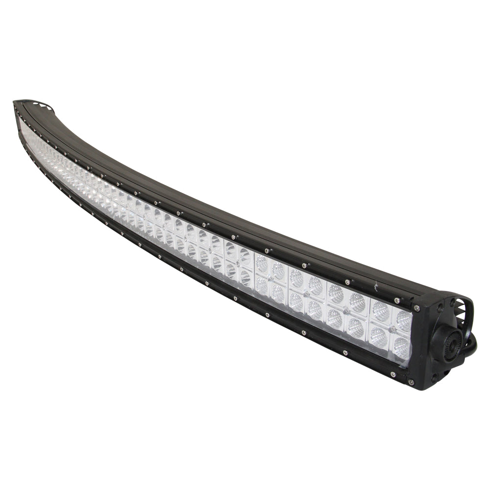 LED Light Bar 288W Curved 1257mm-NIC-LB288C. Side view of curved LED light bar with black surround.