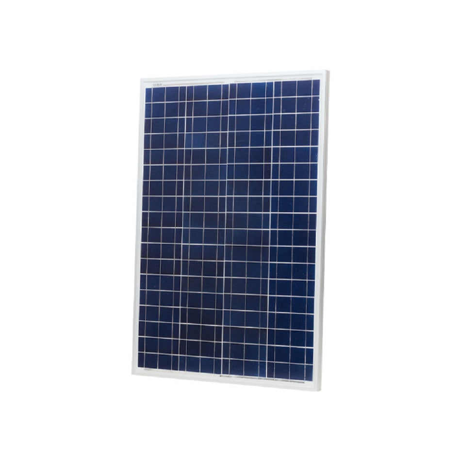 YHI Solar Panel Neutron 100w Polycrystalline Module-NPV100. Front view of dark blue rectangle solar panel with white grid lines on front.