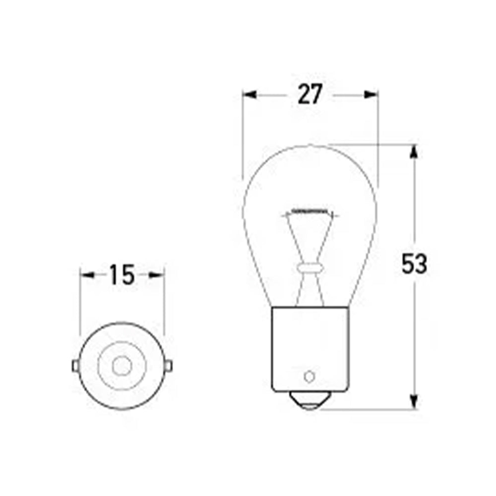 HELLA Bayonet Bulb 24V 21W BA15s dimensions