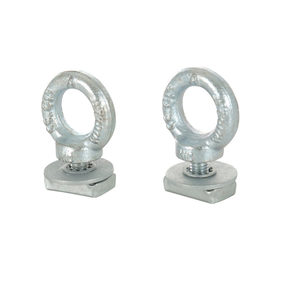 Rhino-Rack Eye Bolt Kit (x2)-Reb. Front view of 2x galvanised Eye Bolts standing up.