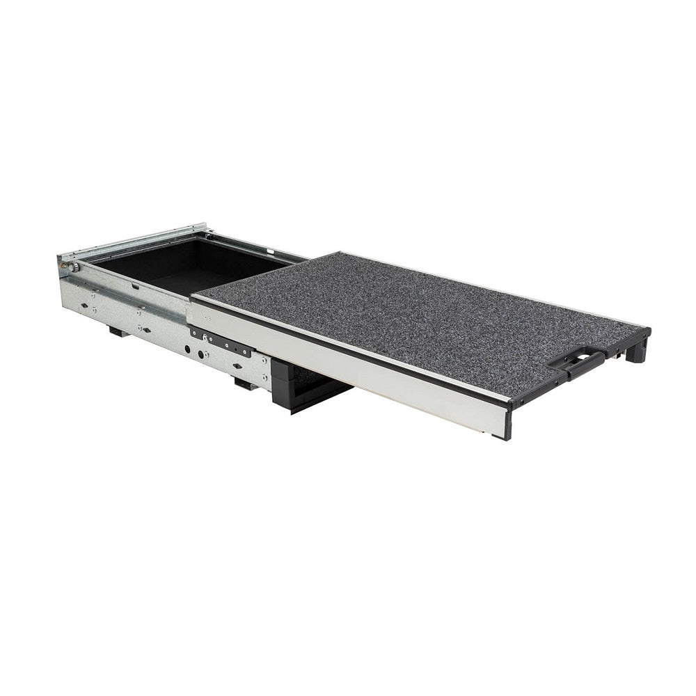 ARB Roller Floor with Slide Out Tray 945mm-RF945. Side view of extended Slide Out Tray.