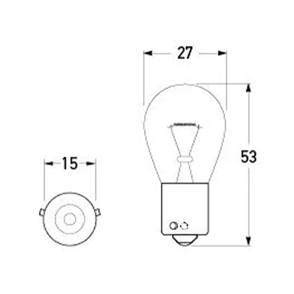 HELLA Bayonet Bulb 12V 21W BAU15s - Amber dimensions