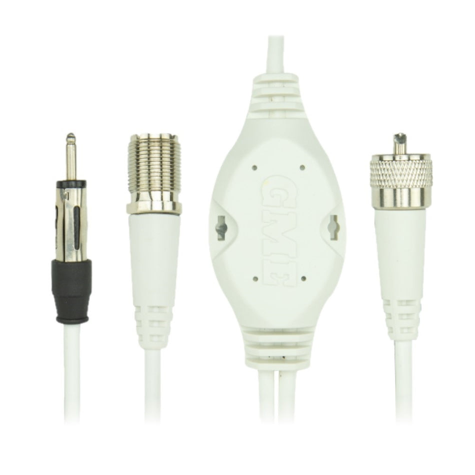 Bank Splitter VHF 27Mhz & AM/FM-SPL002. Front view of 4 x white plugs.