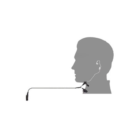 Tait TP3/89 Acoustic Tube - 2 Wire Kit-T03-00047-AAAA. Front view of head silhouette with the acoustic tube in place around the ear.