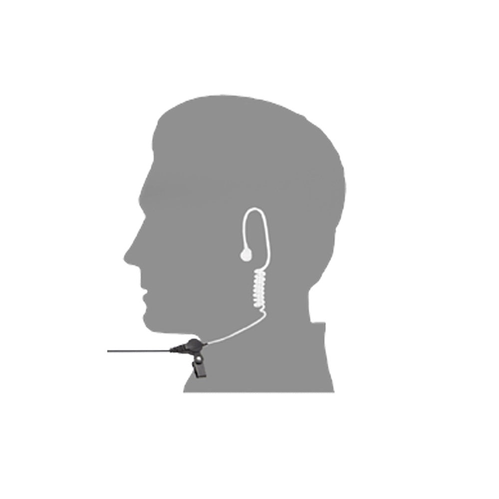 Tait Acoustic Tube In-Ear 3.5m-T03-00120-AAAE. Side view of head silhouette with ear tube in place.