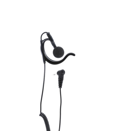 Tait Earhook 2.5mm-T03-00120-BAAD. Front view of black earhook with cable and connector.