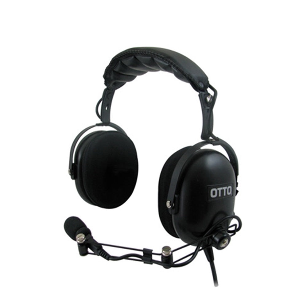 Tait Tp93/94 Ex Headset Heavy-Duty Overhead-T03-22008-BAAA. Front view of black headset with microphone