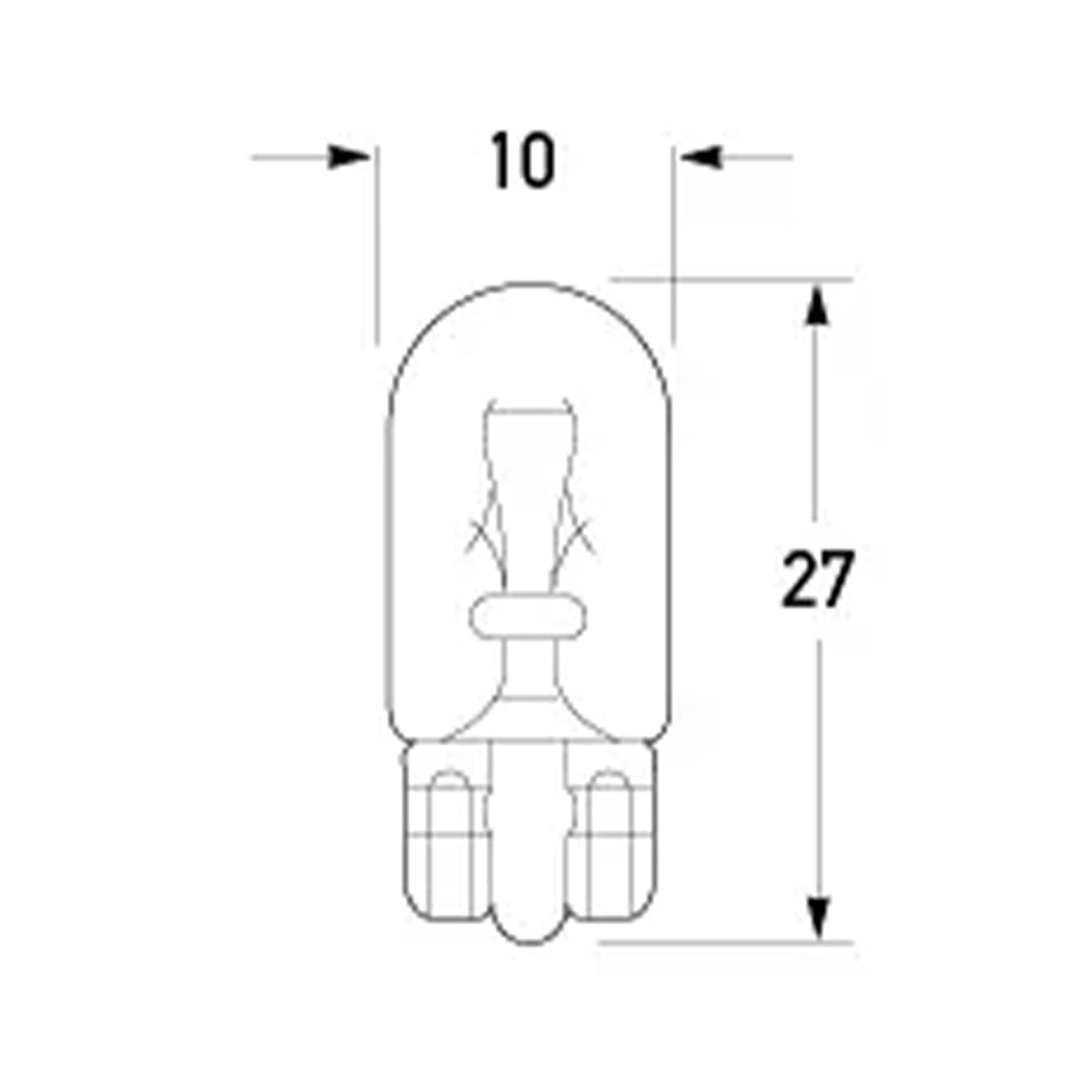 HELLA Wedge Base Bulb 24V 5W - W2.1x9.5d dimensions