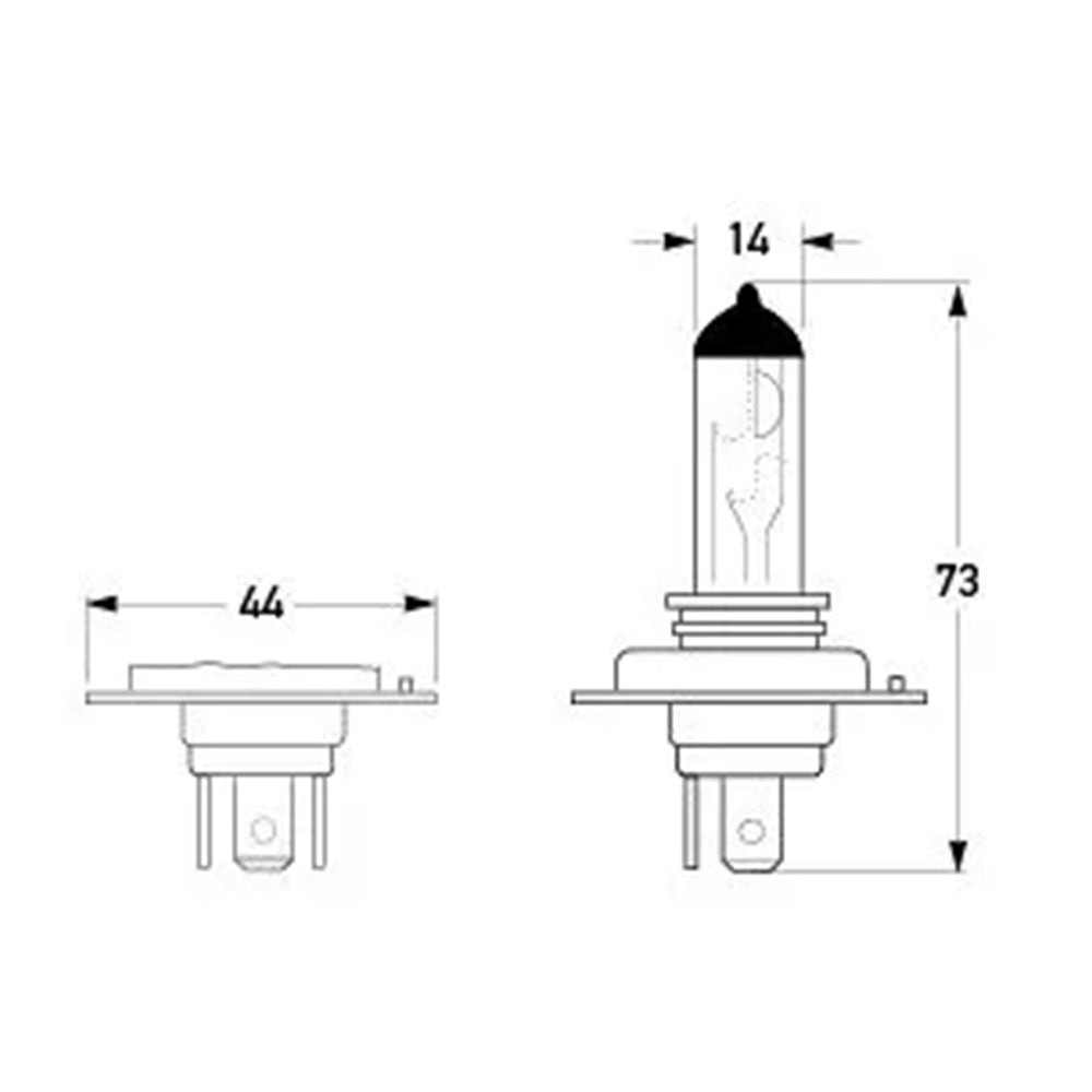 HELLA H4 Halogen Bulb 12V 60/55W dimensions