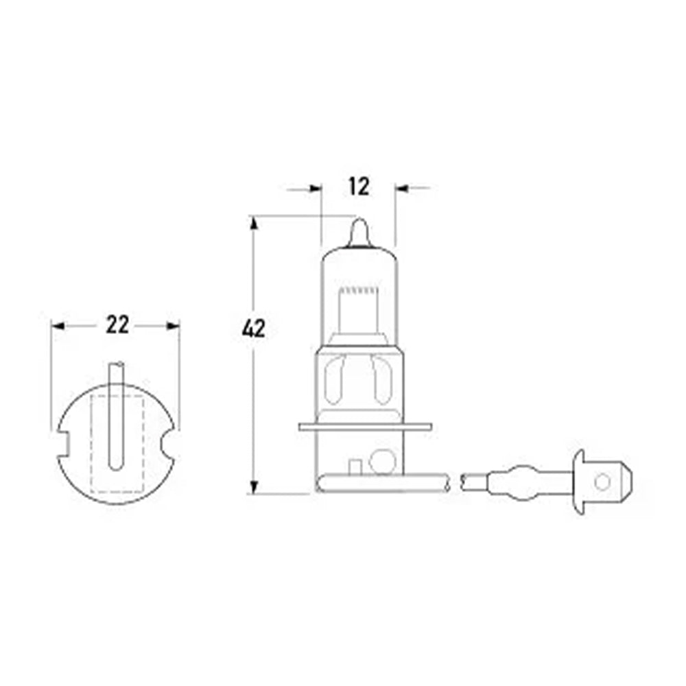 HELLA H3 Halogen Bulb 24V 70W dimensions